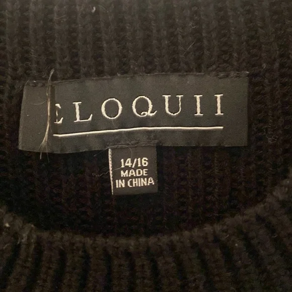 ELOQUII XL black knit sleeveless sheath tunic dress pockets knit side slits vest - Picture 3 of 10